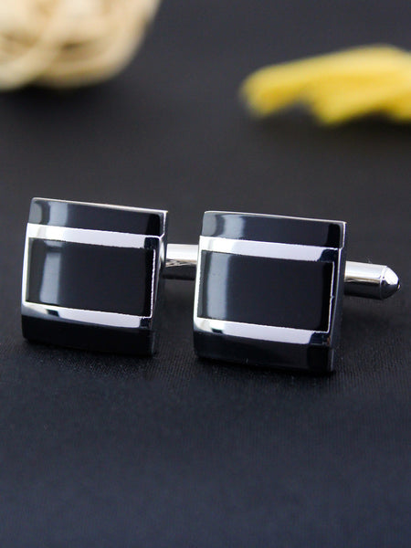 Buy Peluche Designer Black Onyx Stone Studded Cufflinks for Men