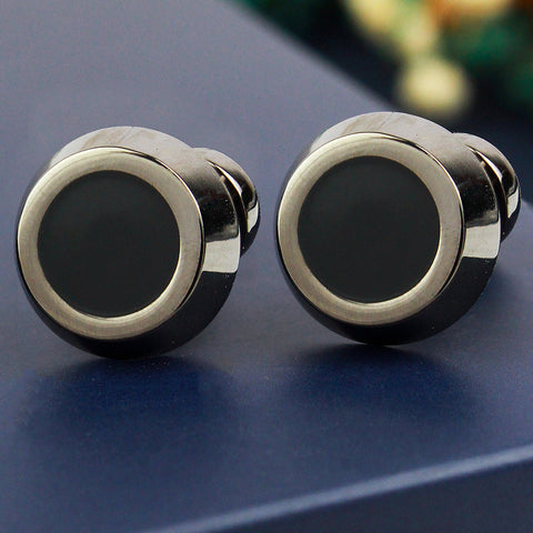 Peluche Sexy Cerami Oynx - Cufflinks Brass, Stone Studded, Culture Stone, Black Onyx Stone