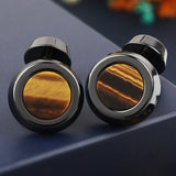 Peluche Sexy Cerami Tiger's Eye - Cufflinks Brass, Semi Precious, Stone Studded, Natural Certified Stone, Brown Tiger's Eye