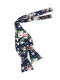 Peluche Floral Print Blue Open Bow Tie & Pocket Square Set for Men