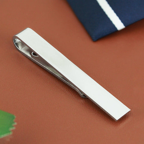 Peluche Slim Tie Bar - Silver Tie Pin Brass