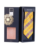 Peluche Polished Yellow Microfiber Necktie For Men