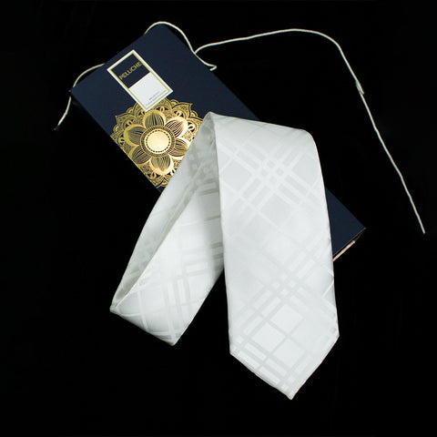 Peluche Stunning White Microfiber Necktie For Men