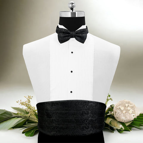 Peluche Classic Dapper Black Cummerband & Bowtie Set