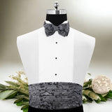 Peluche Elegante Ensemble Black Cummerband & Bowtie Set