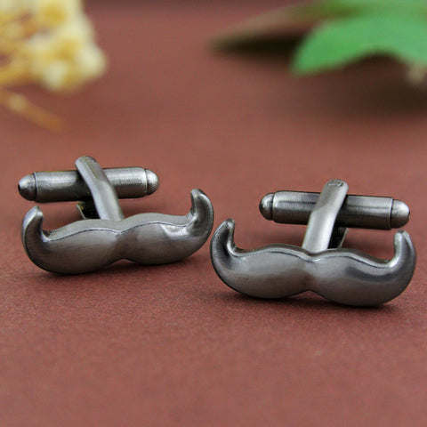 Peluche Manly Moustache - Silver Matt Cufflinks Brass, Metal