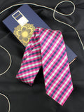 The Robust Check Pink Colored Microfiber Necktie For Men | Genuine Branded Product  from Peluche.in