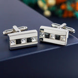 Peluche The Bling Bar - Silver Cufflinks Brass, Crystal, White American Crystal, Black American Crystal
