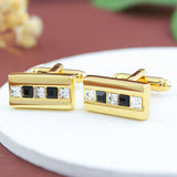 Peluche The Bling Bar - Golden Cufflinks Brass, Crystal, White American Crystal, Black American Crystal