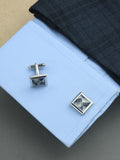 Peluche Asymmetric ChequeRed MOP Cufflinks
