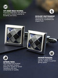 Peluche Asymmetric ChequeRed MOP Cufflinks