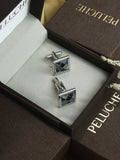 Peluche Asymmetric ChequeRed MOP Cufflinks