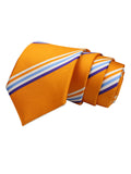 Peluche Snappy Striped Orange Neck Tie For Men