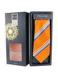 Peluche Snappy Striped Orange Neck Tie For Men