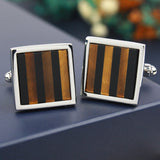 Peluche Kingly Striped - Tiger's Eye - Silver Cufflinks Brass, Semi Precious, Stone Studded, Natural Certified Stone, Natural Tiger's Eye, Black Onyx Stone