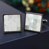 Peluche Superb - MOP - Cufflinks Brass, Semi Precious, Stone Studded, Natural Certified Stone, White Mother of Pearl (MOP)
