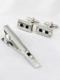 Peluche The Bling Bar Silver Cufflinks and Tie Pin Set
