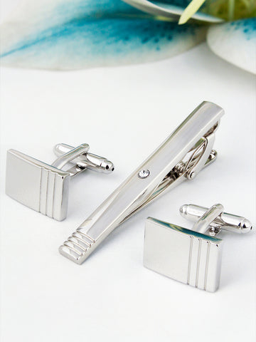 Peluche Striking Crystal Cufflinks and Tie Pin Set