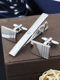 Peluche Striking Crystal Silver Cufflink & Tie Pin Set