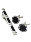 Peluche Greek Key Silver Cufflinks and Tie Pin Set