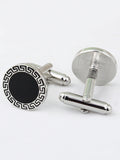 Peluche Greek Key Silver Cufflinks and Tie Pin Set