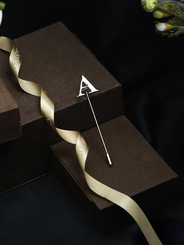 Peluche Alphabet 'A' Silver Lapel Pin for Men