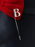 Peluche Alphabet 'B' Silver Lapel Pin for Men