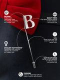 Peluche Alphabet 'B' Silver Lapel Pin for Men