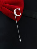 Peluche Alphabet 'C' Silver Lapel Pin for Men