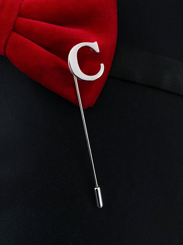 Peluche Alphabet 'C' Silver Lapel Pin for Men