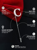 Peluche Alphabet 'C' Silver Lapel Pin for Men