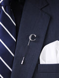 Peluche Alphabet 'C' Silver Lapel Pin for Men