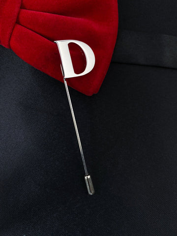 Peluche Alphabet 'D' Silver Lapel Pin for Men