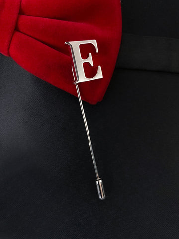 Peluche Alphabet 'E' Silver Lapel Pin for Men