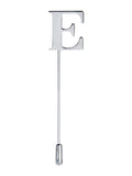 Peluche Alphabet 'E' Silver Lapel Pin for Men