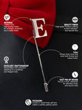 Peluche Alphabet 'E' Silver Lapel Pin for Men