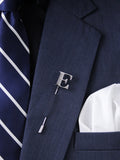 Peluche Alphabet 'E' Silver Lapel Pin for Men