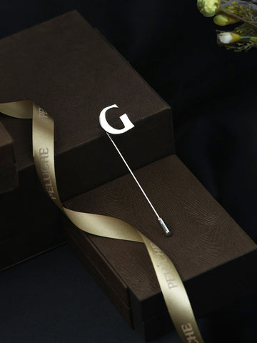 Peluche Alphabet 'G' Silver Lapel Pin for Men