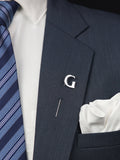 Peluche Alphabet 'G' Silver Lapel Pin for Men
