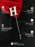 Peluche Alphabet 'H' Silver Lapel Pin for Men