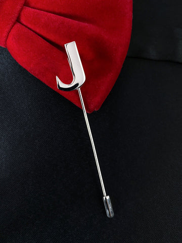 Peluche Alphabet 'J' Silver Lapel Pin for Men