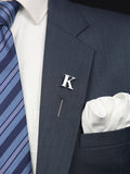 Peluche Alphabet 'K' Silver Lapel Pin for Men