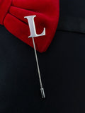 Peluche Alphabet 'L' Silver Lapel Pin for Men