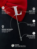 Peluche Alphabet 'L' Silver Lapel Pin for Men