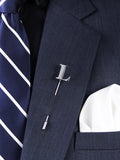 Peluche Alphabet 'L' Silver Lapel Pin for Men