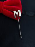 Peluche Alphabet 'M' Silver Lapel Pin for Men