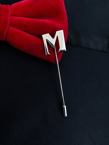 Peluche Alphabet 'M' Silver Lapel Pin for Men