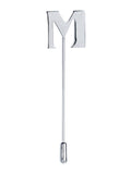 Peluche Alphabet 'M' Silver Lapel Pin for Men