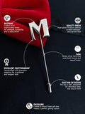 Peluche Alphabet 'M' Silver Lapel Pin for Men