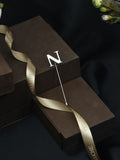 Peluche Alphabet 'N' Silver Lapel Pin for Men